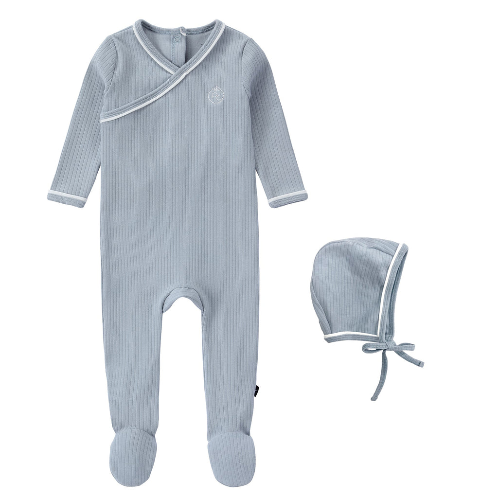 Light Blue Faux Wrap Footie