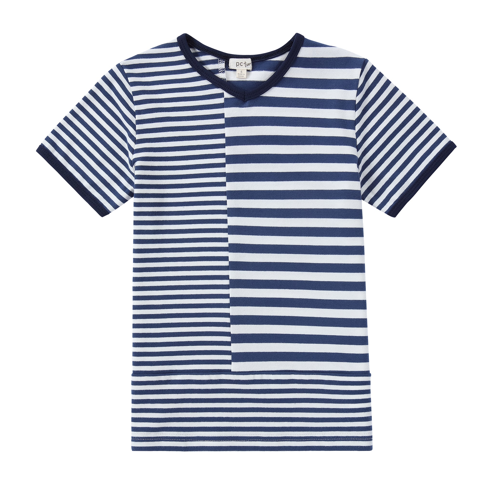 ◎NEITHERS◎ BASIC STRIPE SS TSHIRT NAVY NEB2MUTS002NY Navy Blue And White Stripe Paneled T-Shirt | Petit Rack