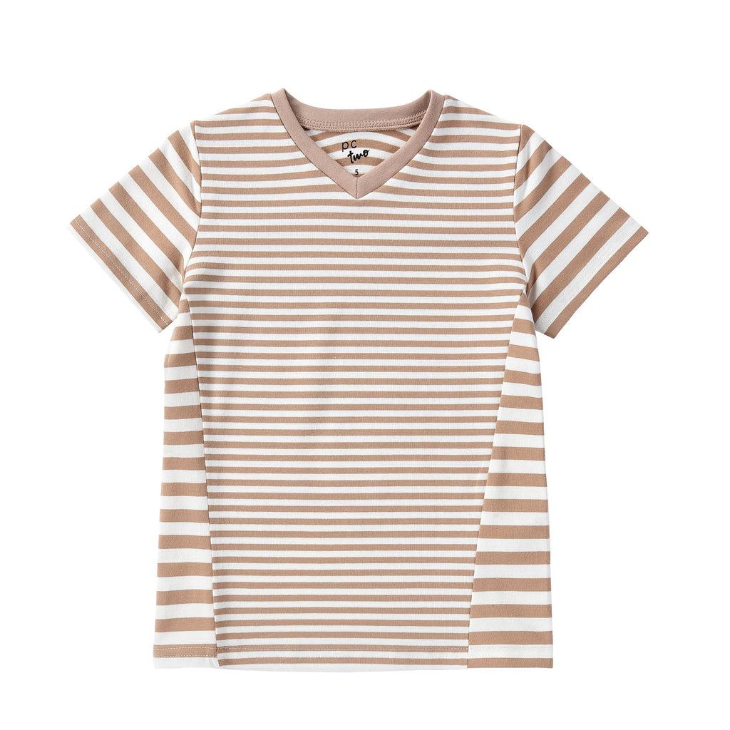 Boys Tan Dual Stripe T-shirt