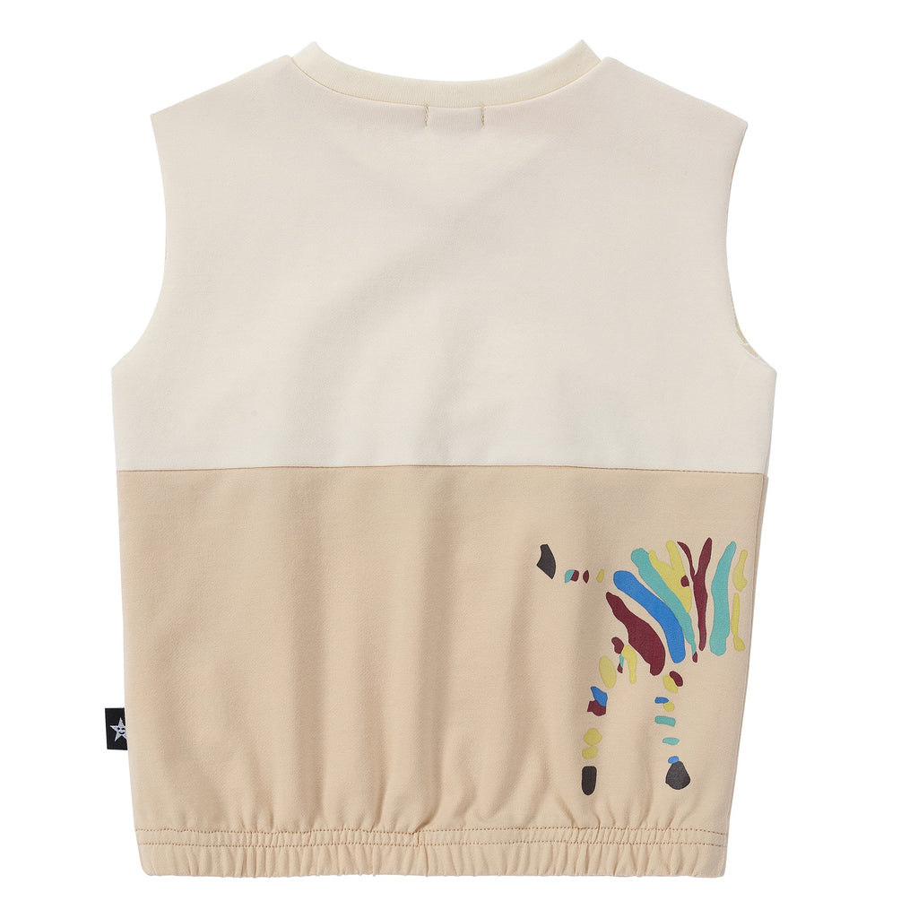Tan Color-Block Zebra Print Tank | Petit Rack