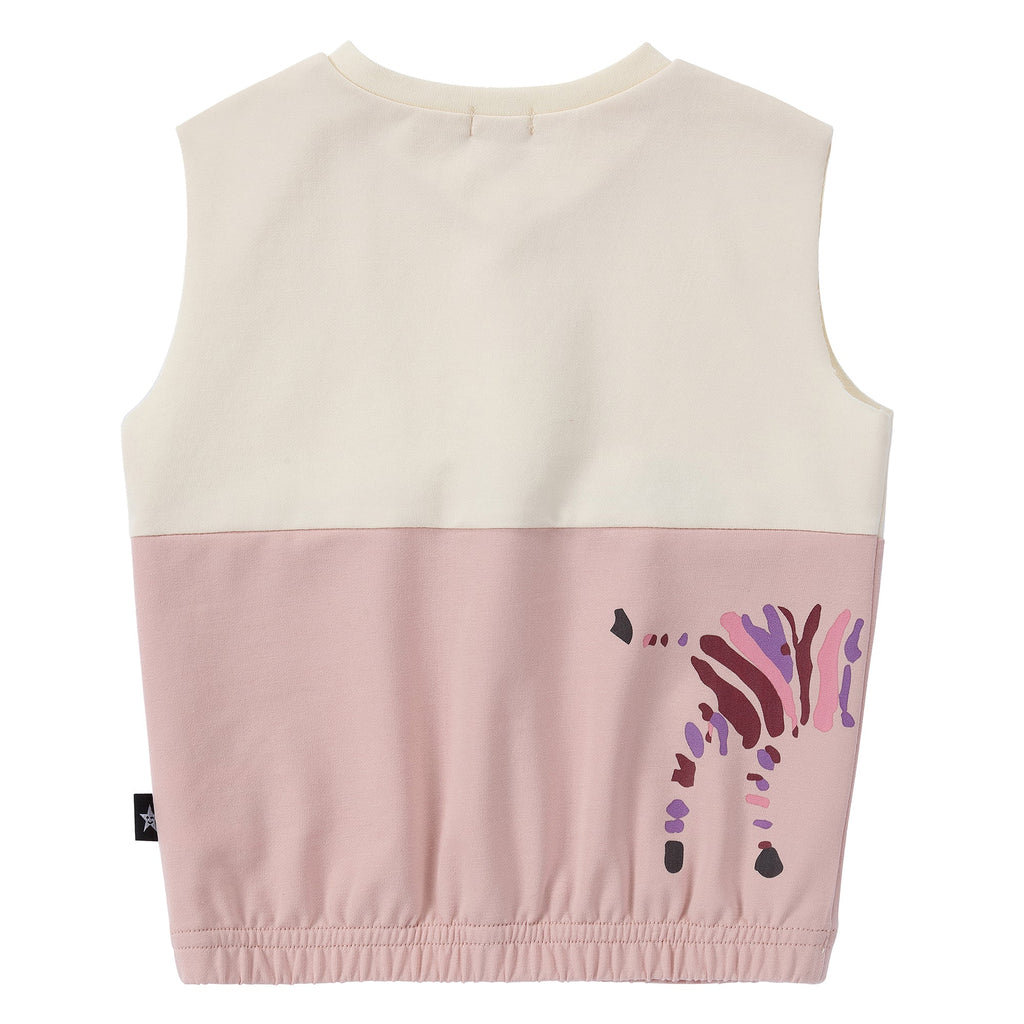 Pink Color-Block Zebra Print Tank