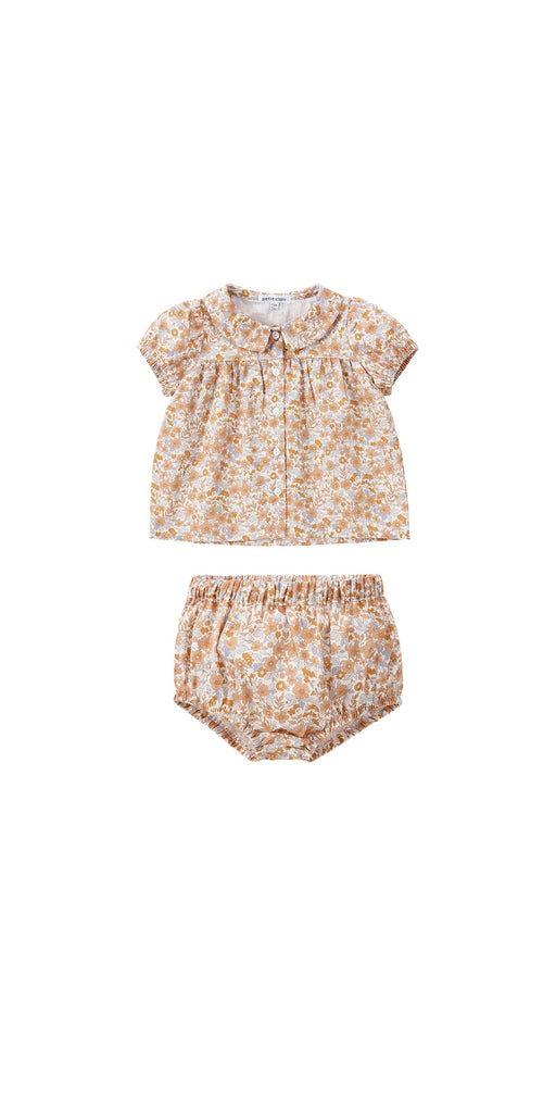 Tan Floral Collared Set