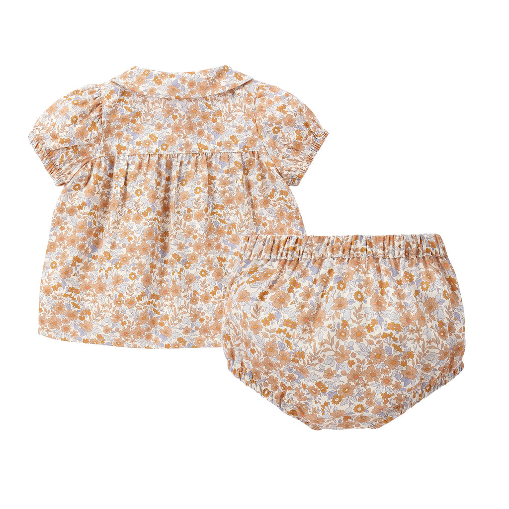 Tan Floral Collared Set