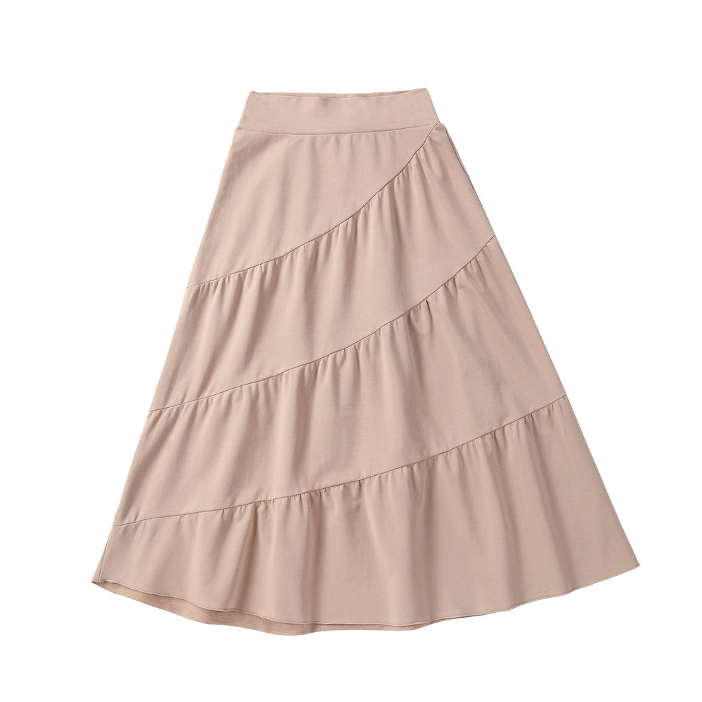 Teens Tan Diagonal Tiered Skirt