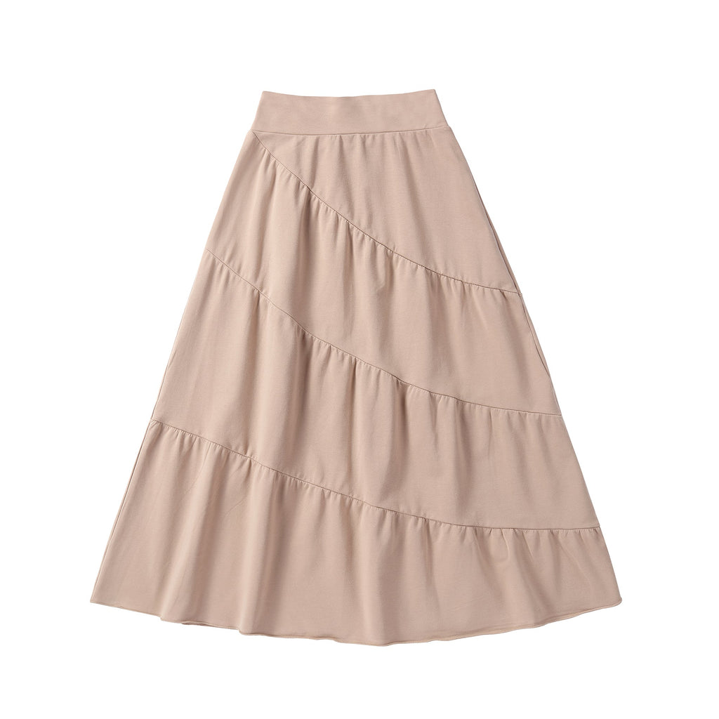 Teens Tan Diagonal Tiered Skirt