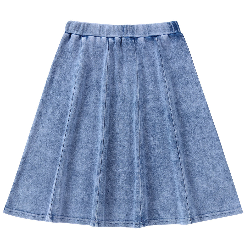 Light Stretch Denim Paneled Skirt