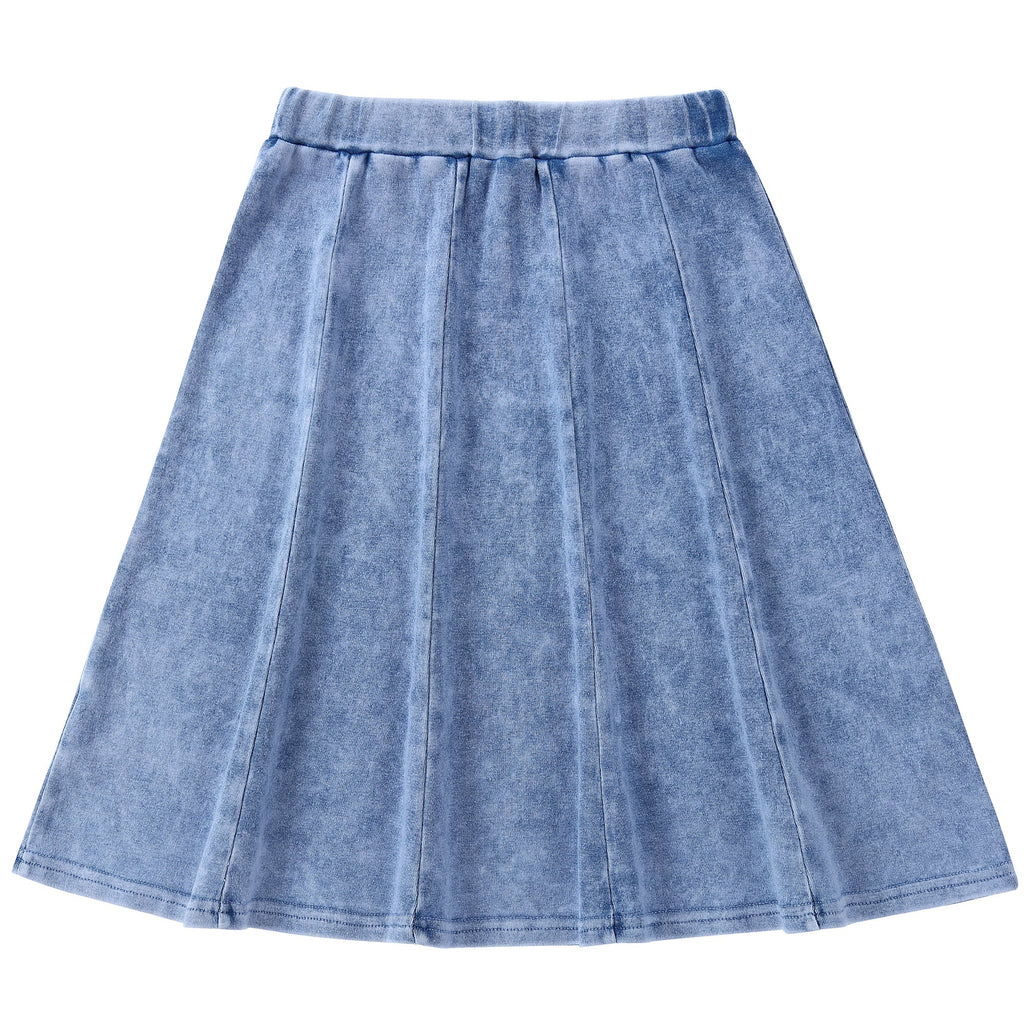 Light Stretch Denim Paneled Skirt