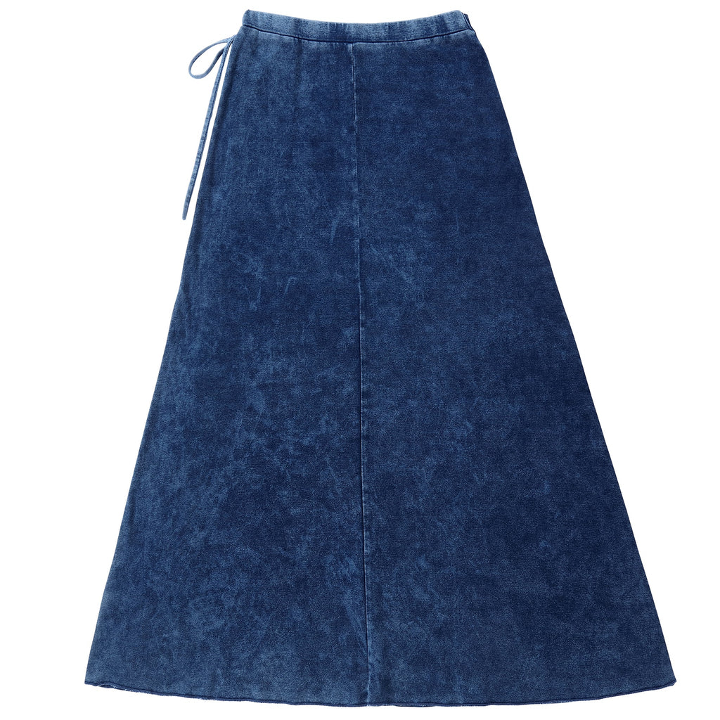 Blue Stretch Denim Maxi Wrap Skirt