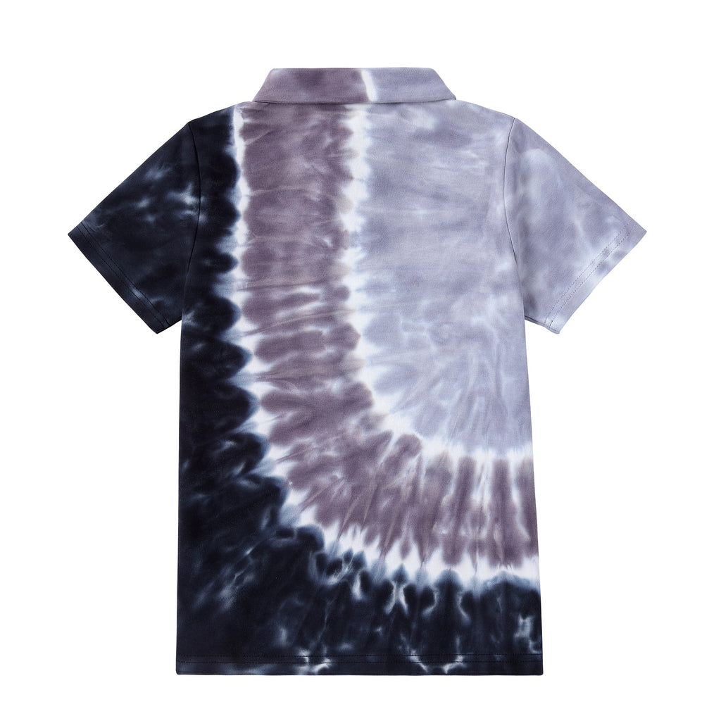 Short Sleeve Polo in Grey Tie Dye