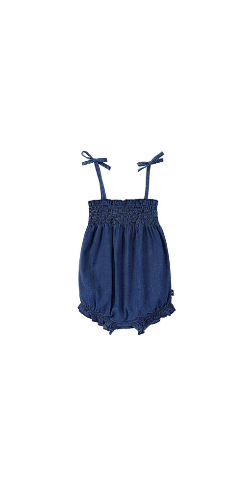 Dark Denim Shirred Romper