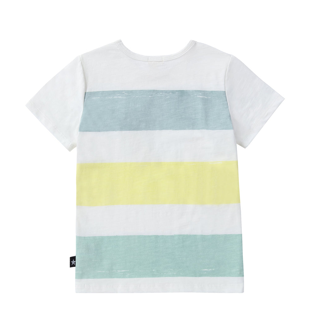 Multicolor Stripe T-shirt with Faux Zipper Pocket