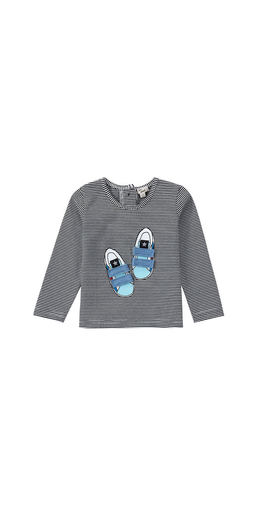 Baby  Striped Long Sleeve T-Shirt With Sneaker Applique