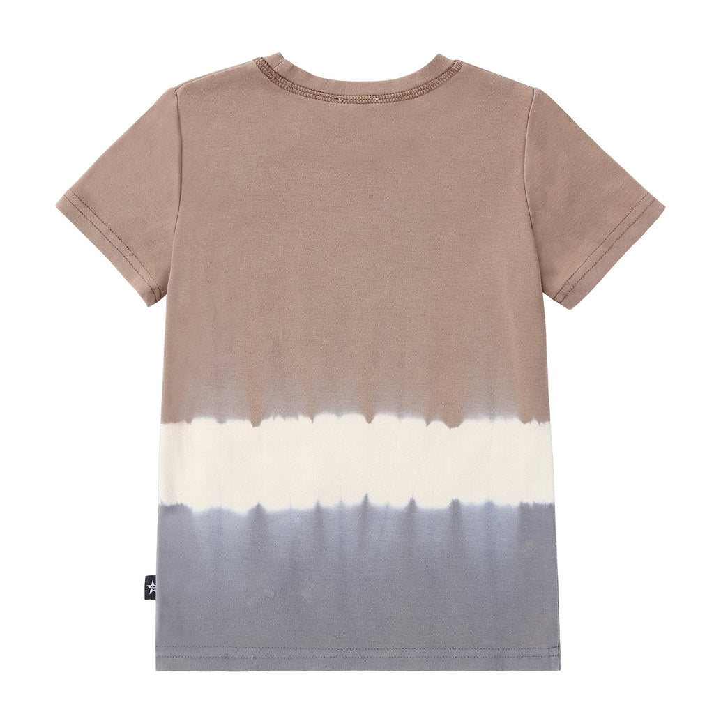Tan and Grey Dip Dye T-shirt with Slanted Pocket Detail