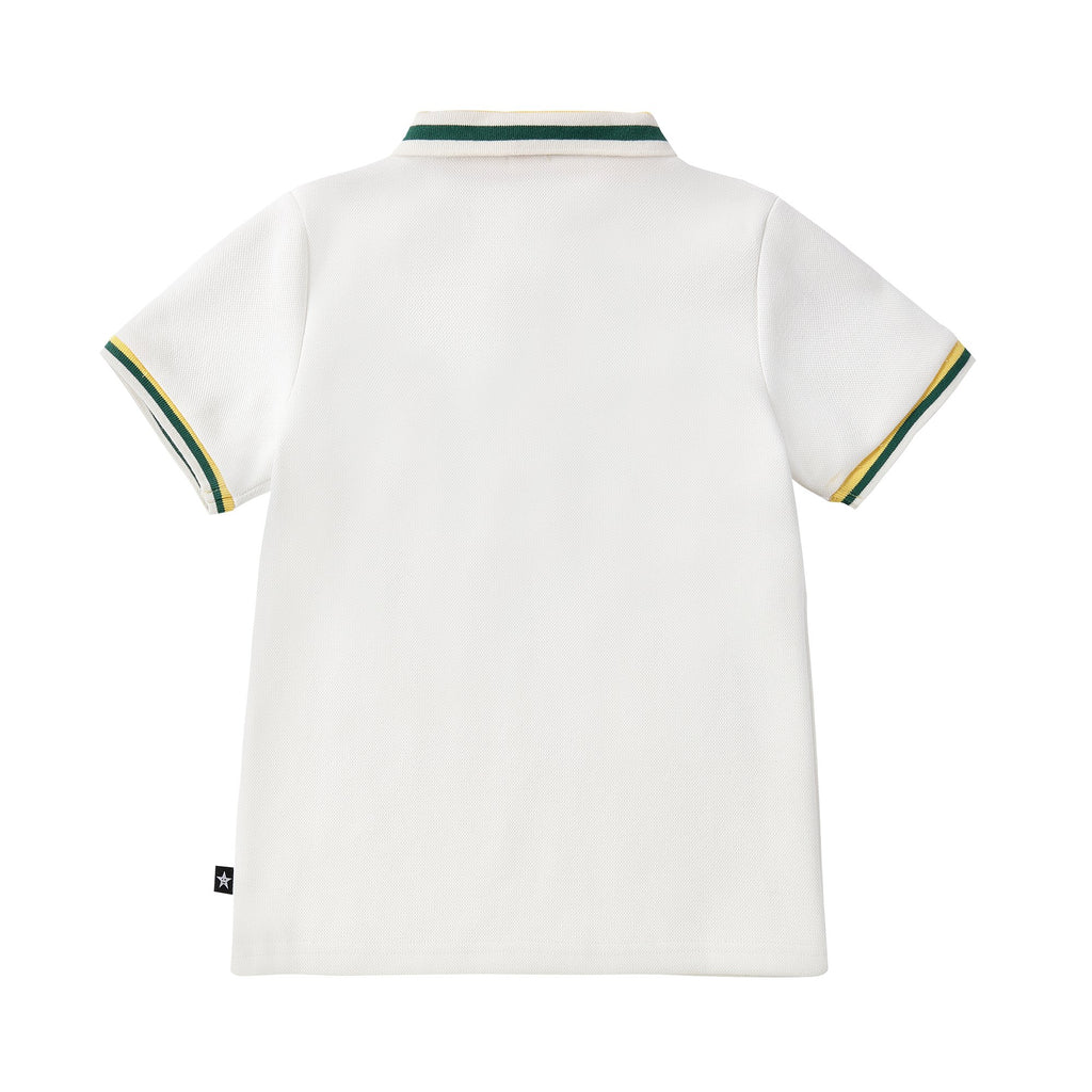 Boys Short Sleeve White Polo with Lemon Embroidery