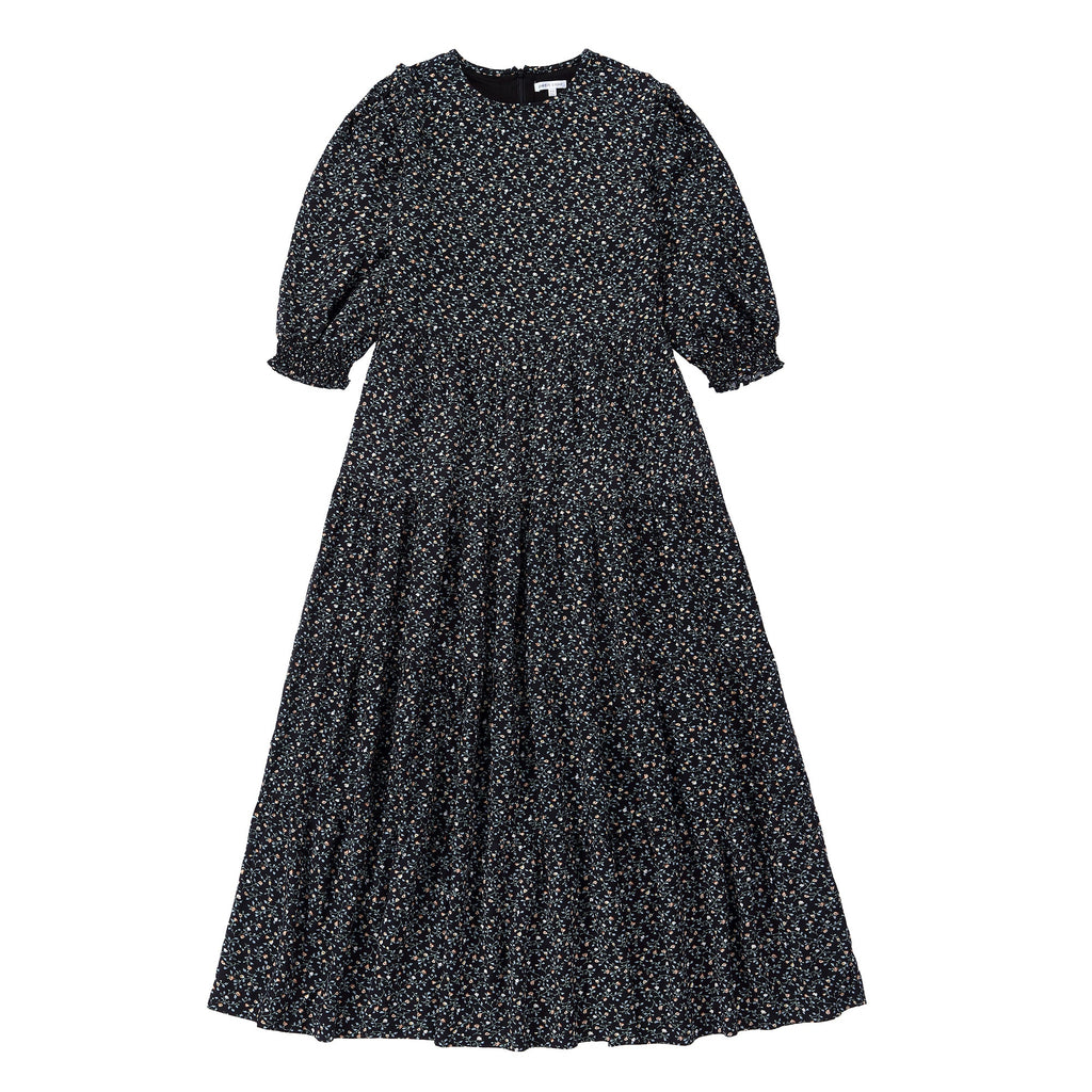 Black Floral Tiered Maxi Dress
