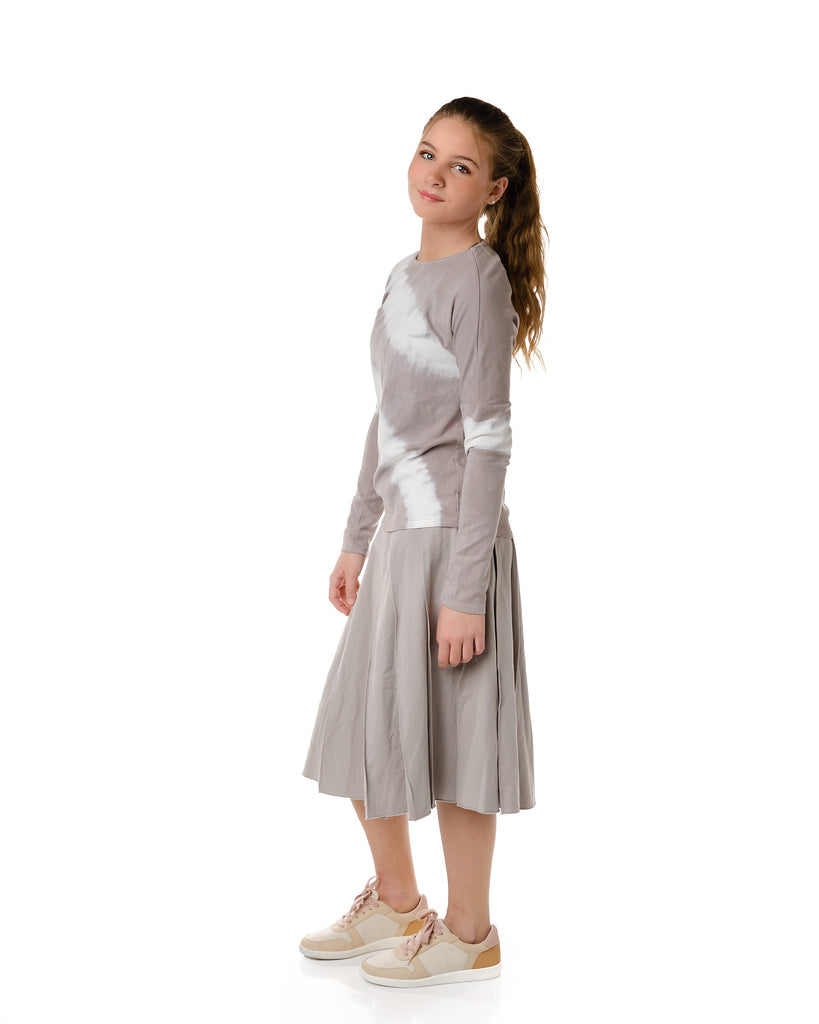 Grey Jersey Pleated Skirt