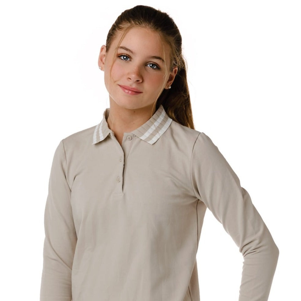 Tan Wide Ribbed Collar Polo