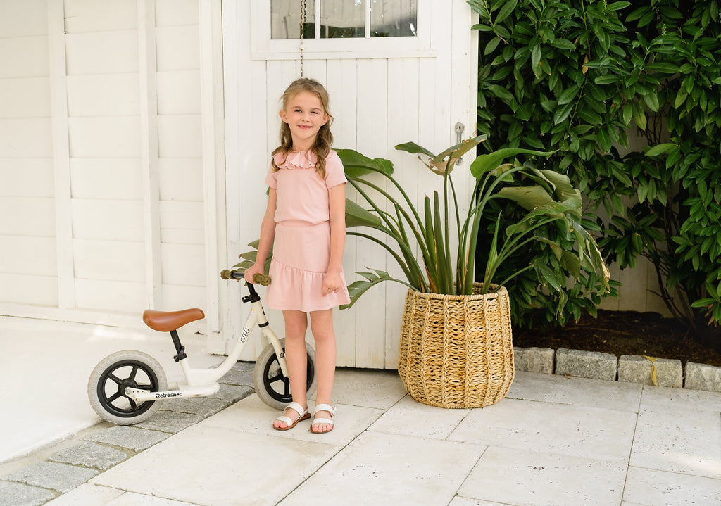 Light Pink T-shirt with Ruffle Collar