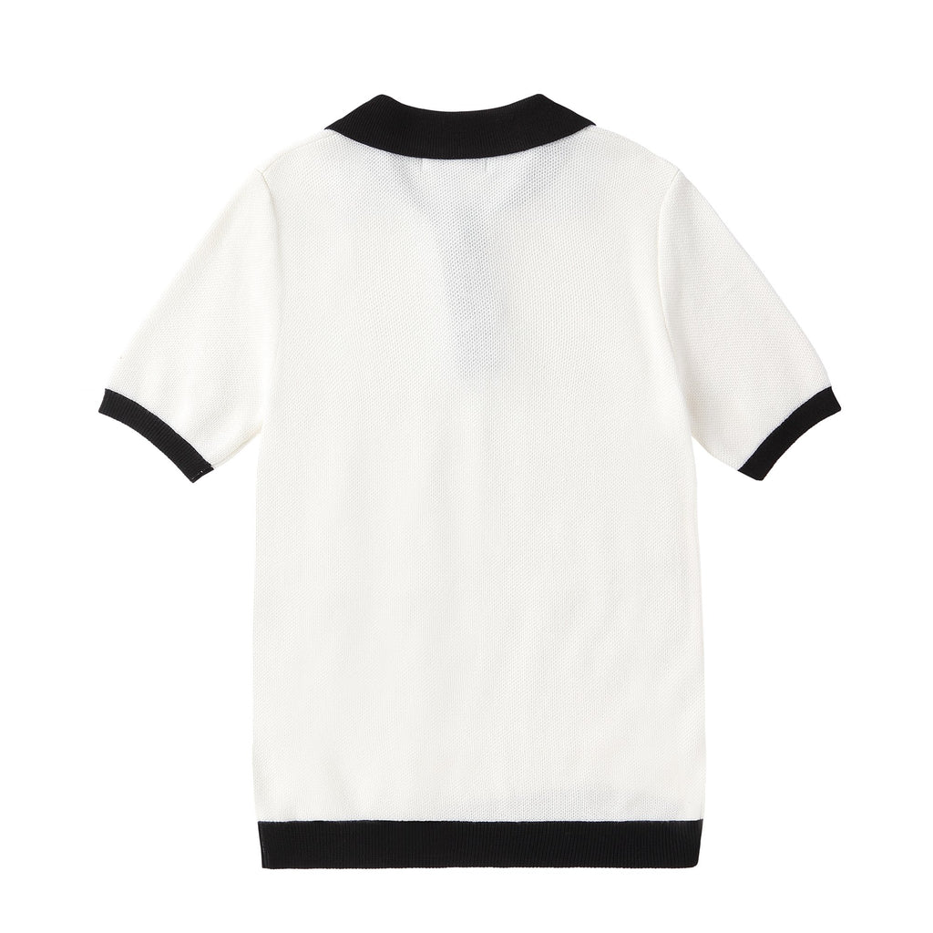Boys Ivoy Knit Polo with Black Accents