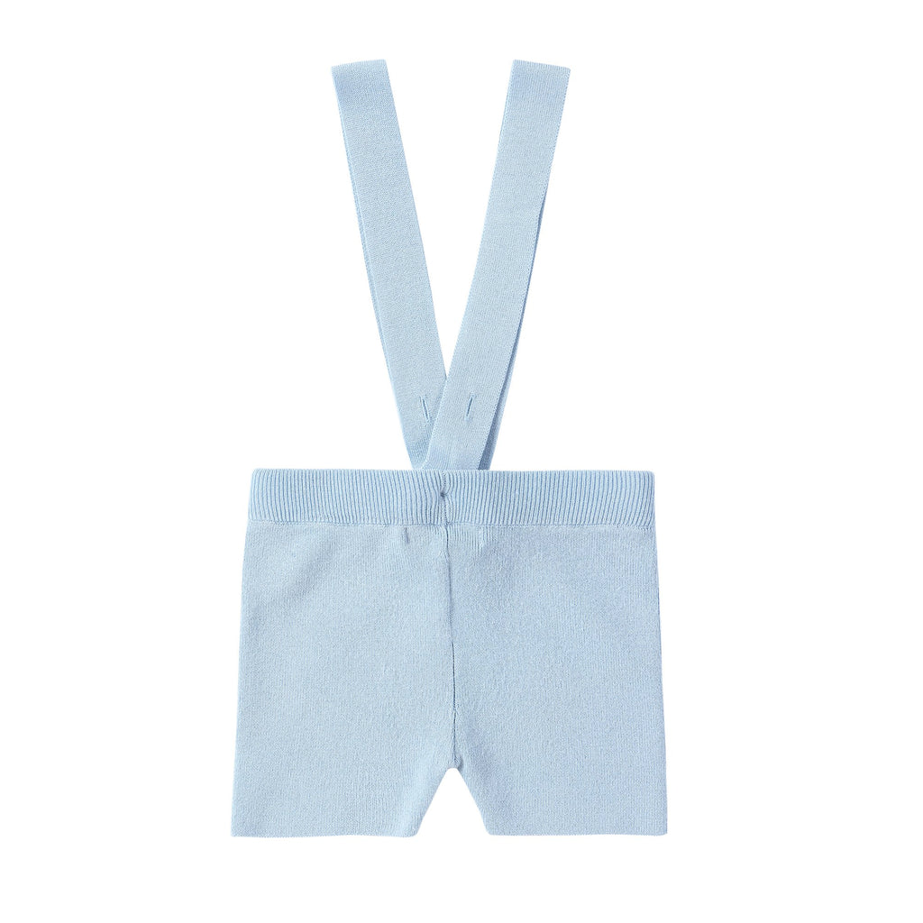 Light Blue Knit Suspender Romper