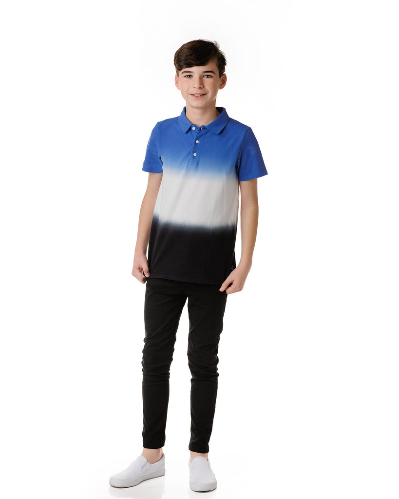 פולו רויאל כחול, לבן ושחור Dip Dye Polo