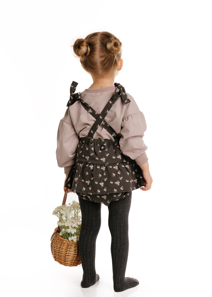 Charcoal Grey Floral Bloomer With Straps