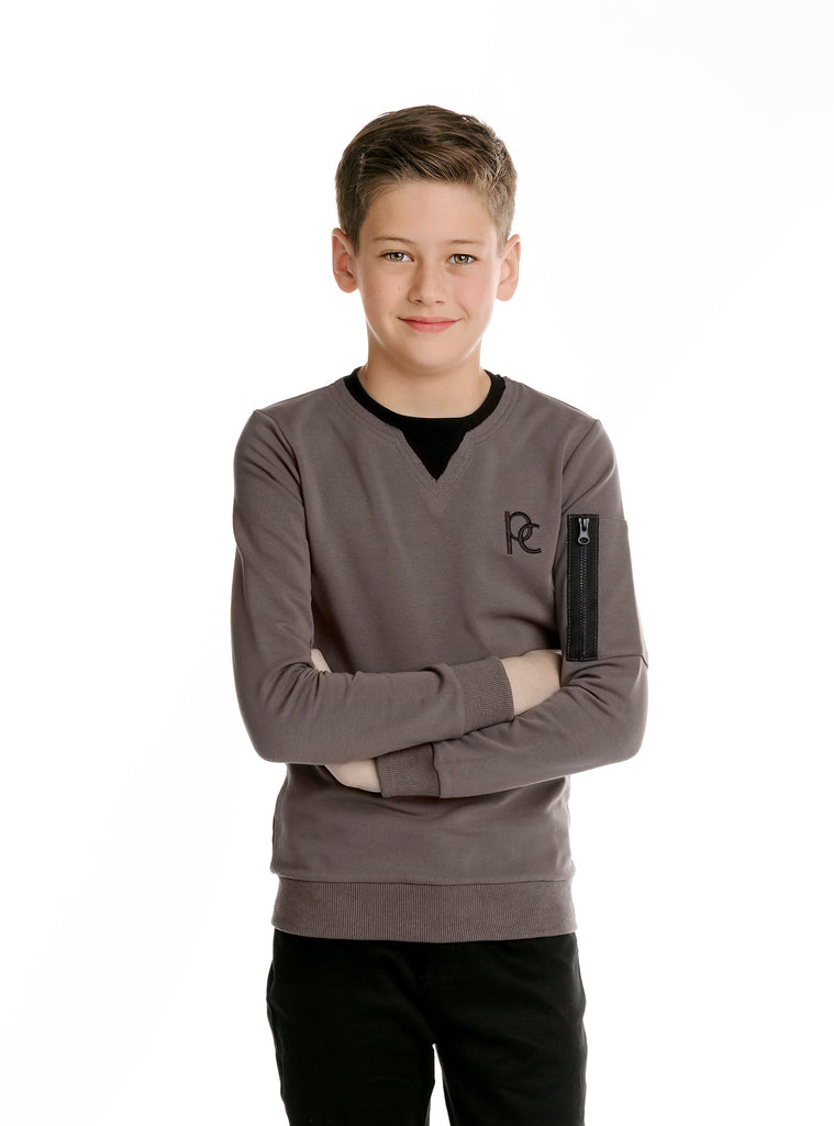 Grey Sweatshirt With Neck Detail