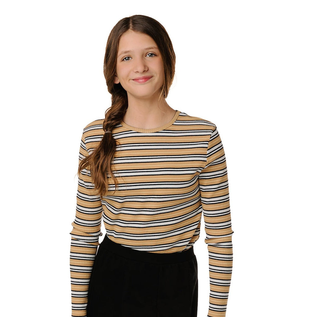 Teens Long Sleeve Mustard Stripe T-shirt