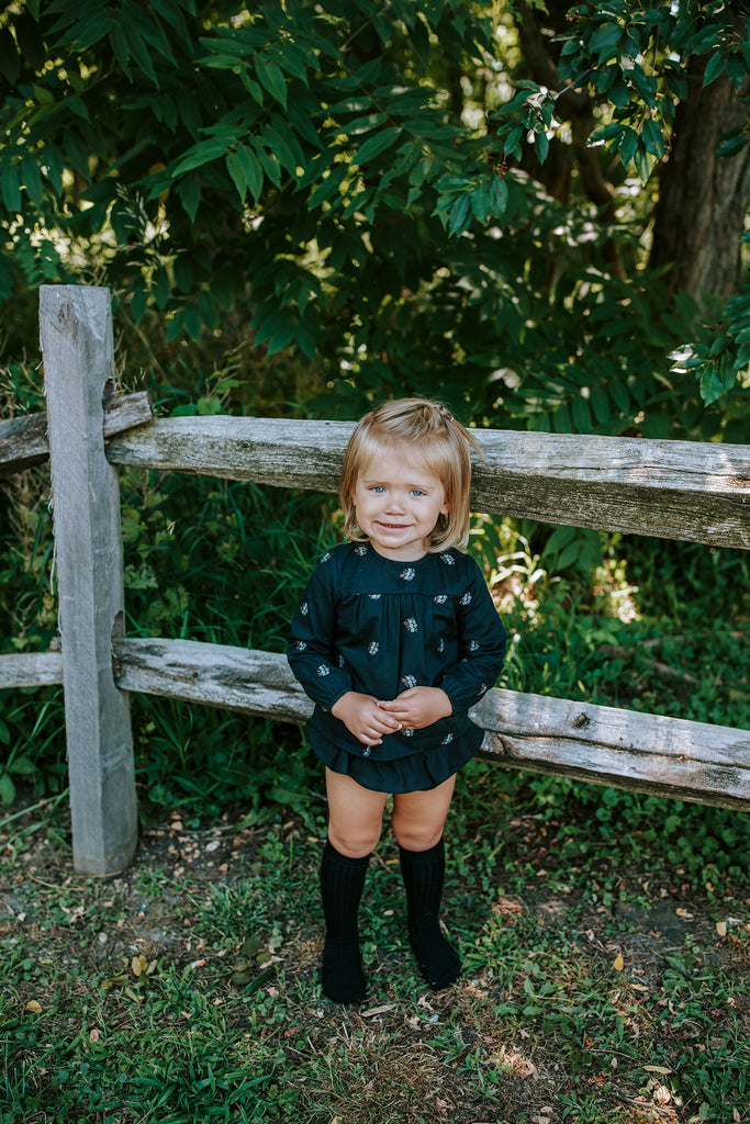 Baby Black Floral Jacquard Printed Top