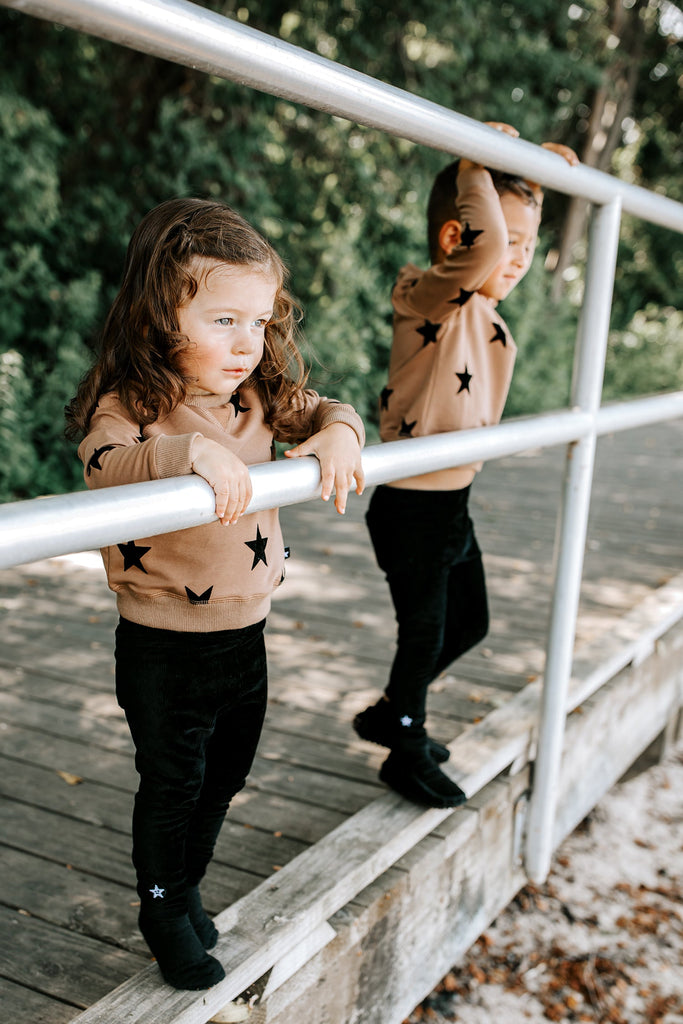 Baby Tan Velvet Star Printed Sweatshirt