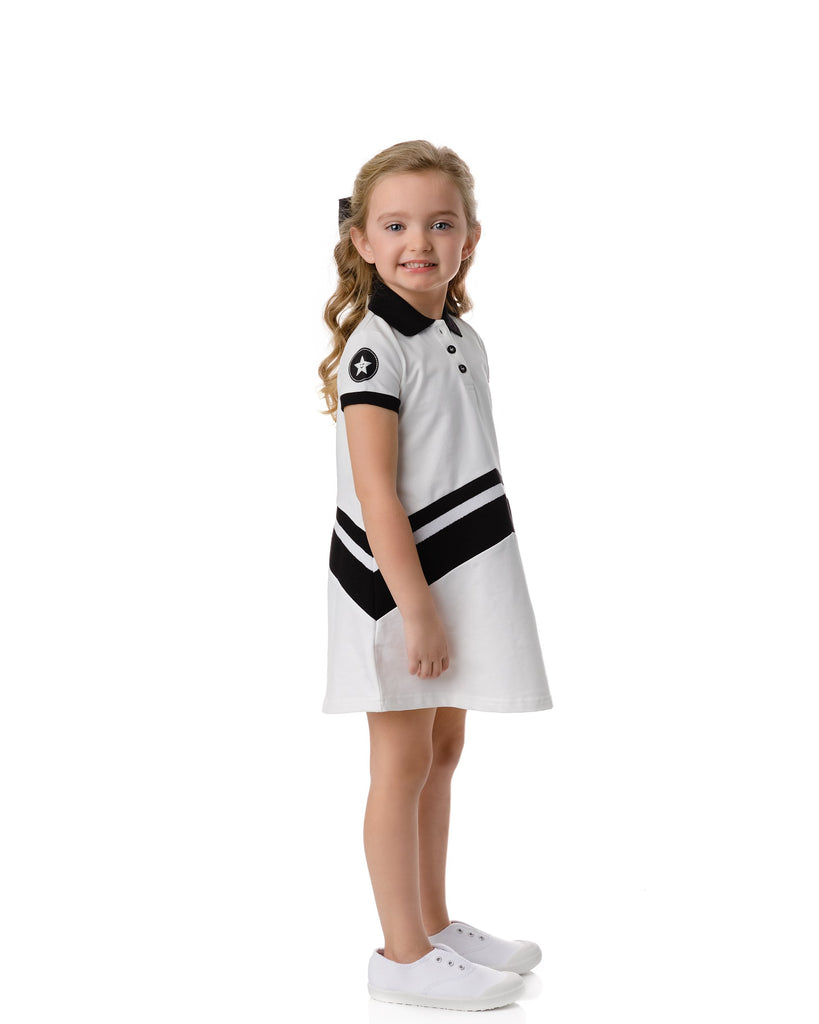 Girls Black and White Polo Dress