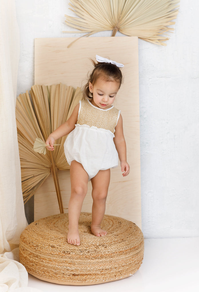 Baby Ivory and Weave Textured Romper