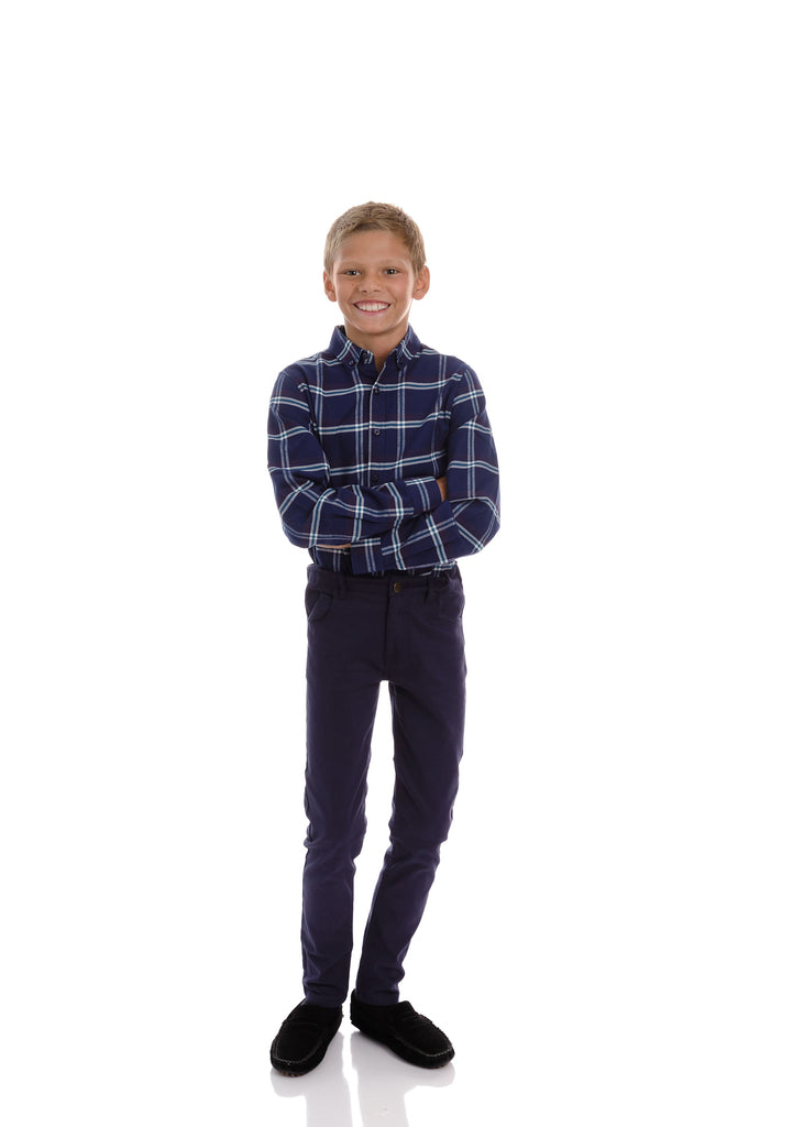 Boys Navy Cotton Pants