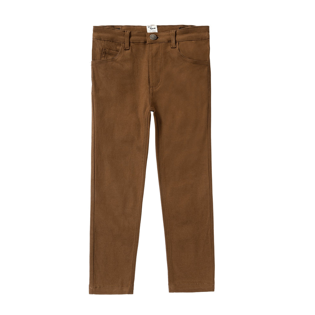 Brown Cotton Slim Fit Pants