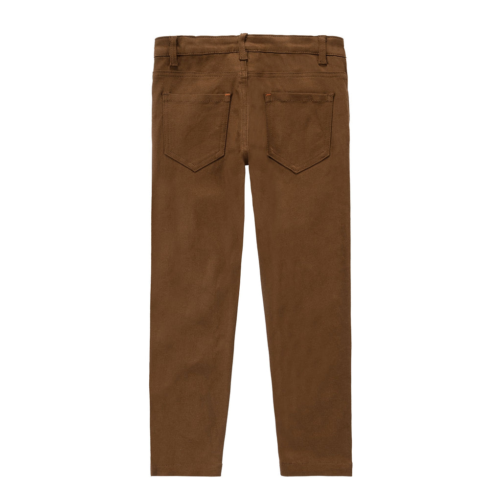 Brown Cotton Slim Fit Pants