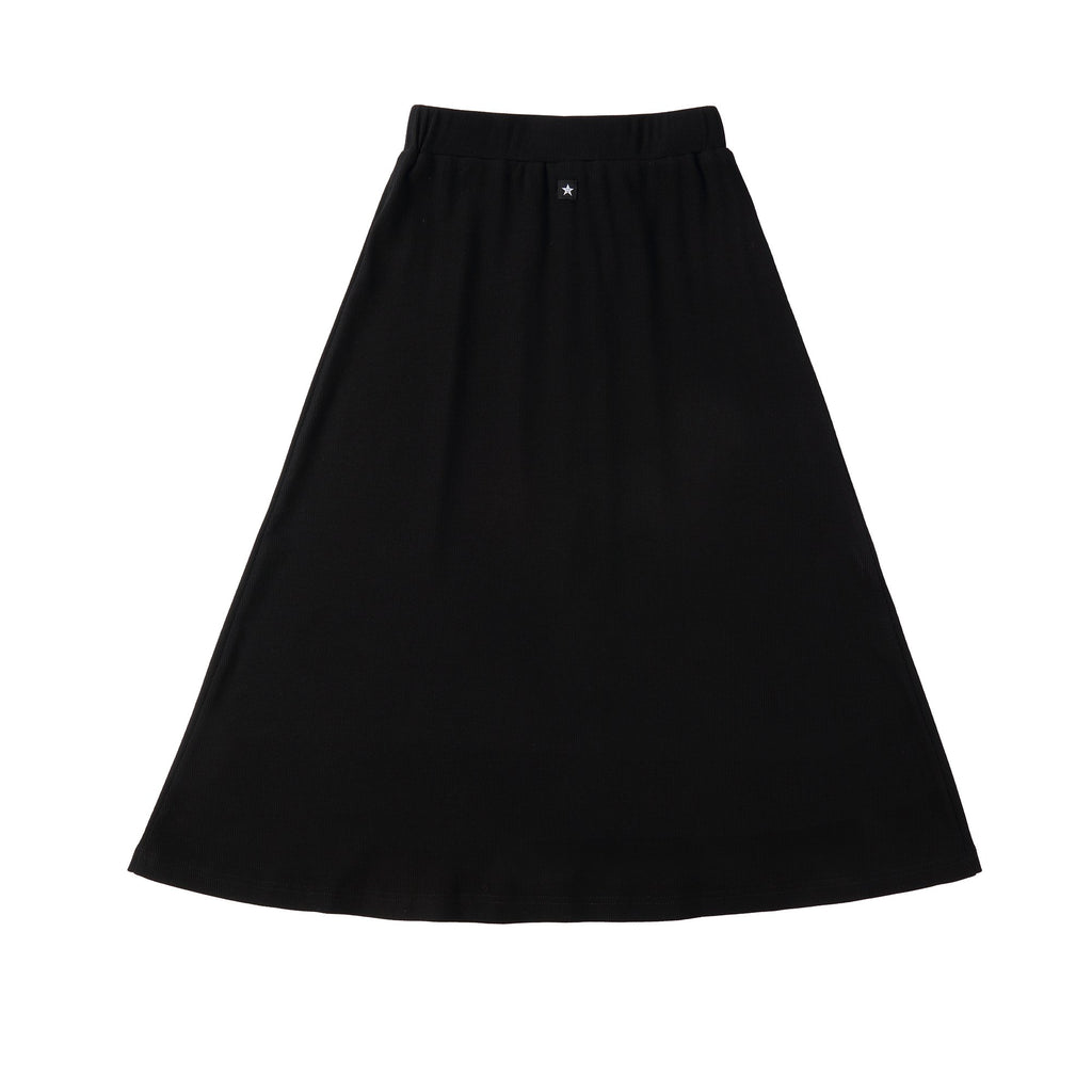 Teens Black Ribbed Midi Skirt