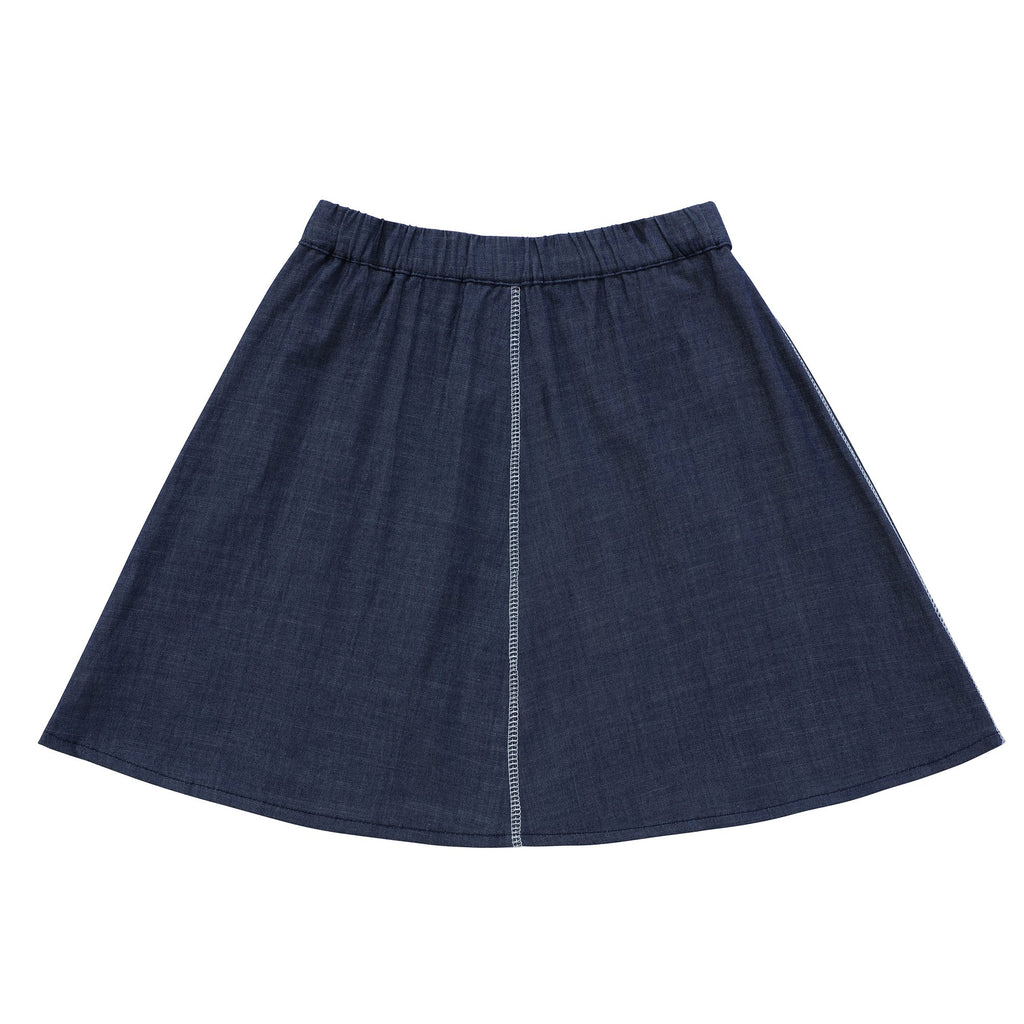 Girls Navy Denim Skirt