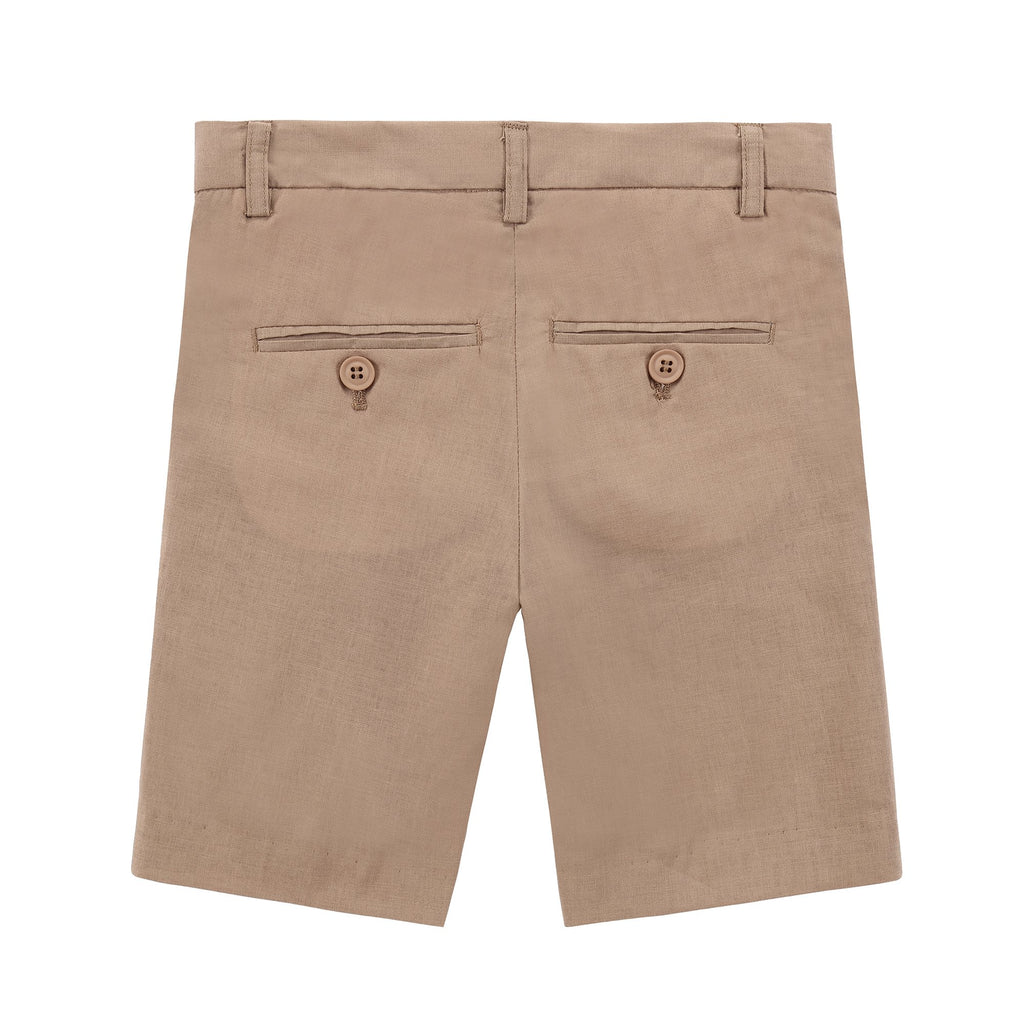 Boys Linen Shorts in Camel
