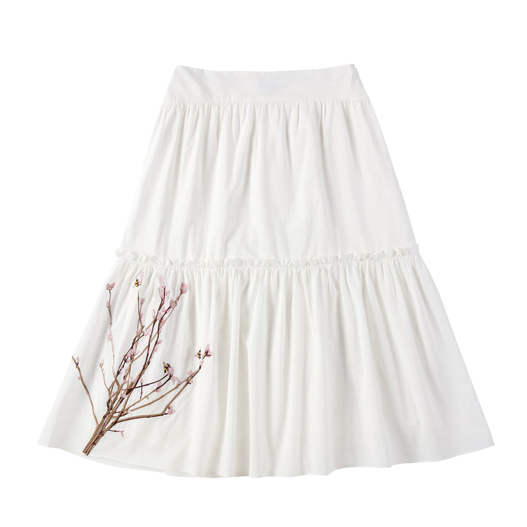 Teens Floral Embroidered Midi Skirt