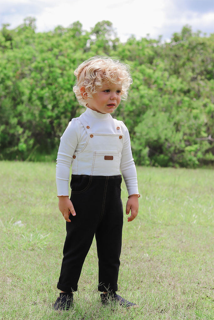 Baby Ivory Tshirt with Brown Stitching