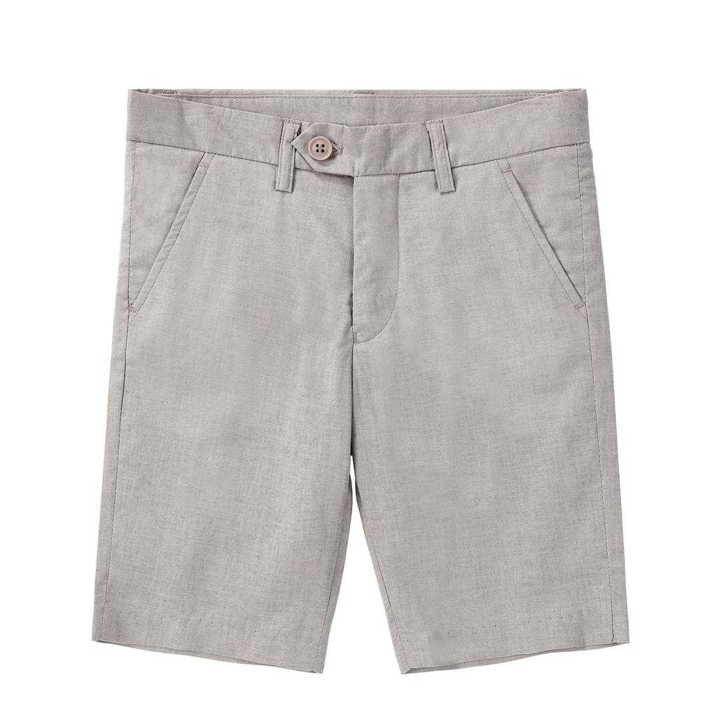 Boys Linen Grey Tan Shorts