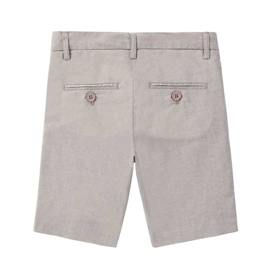 Boys Linen Grey Tan Shorts