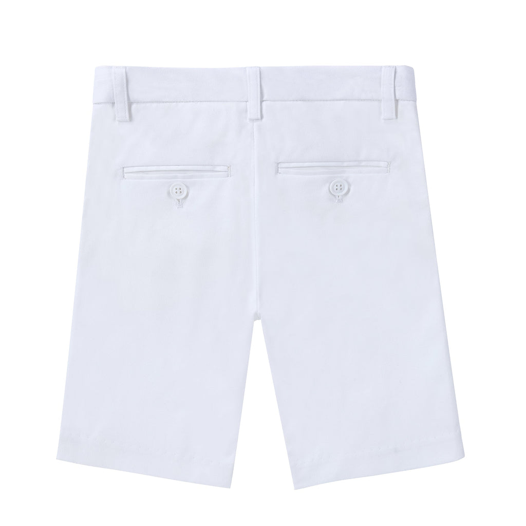 Boys White Polished Cotton Shorts
