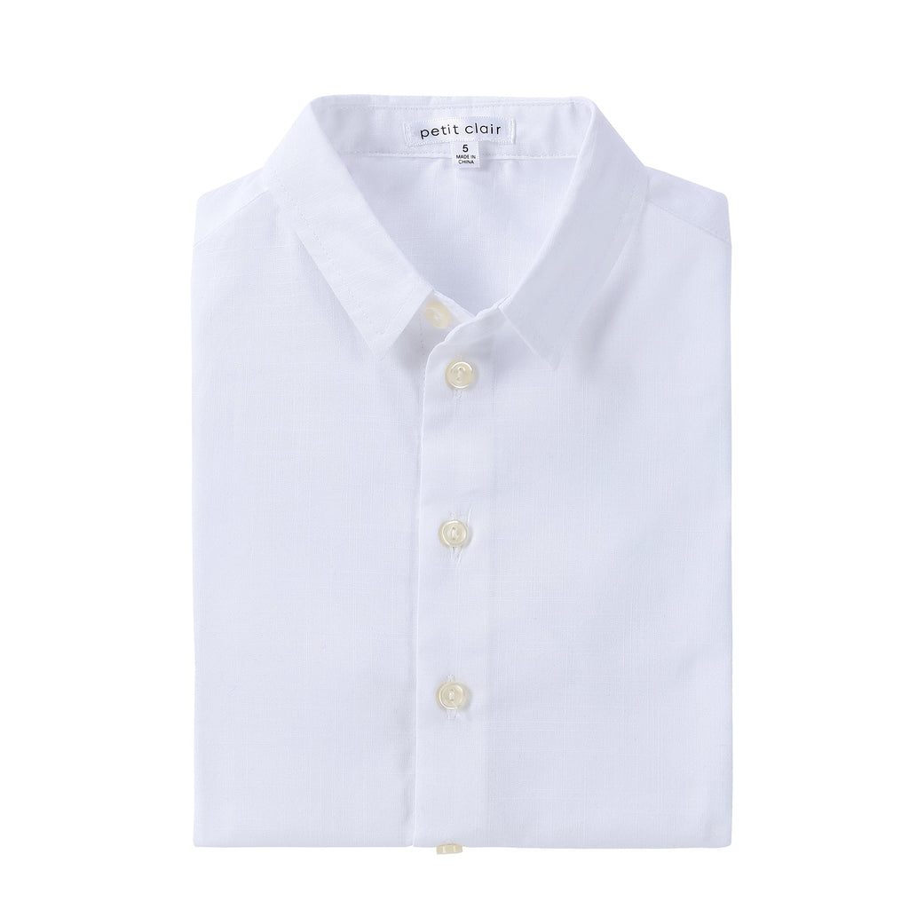 White Linen Short Sleeve Button Down Shirt