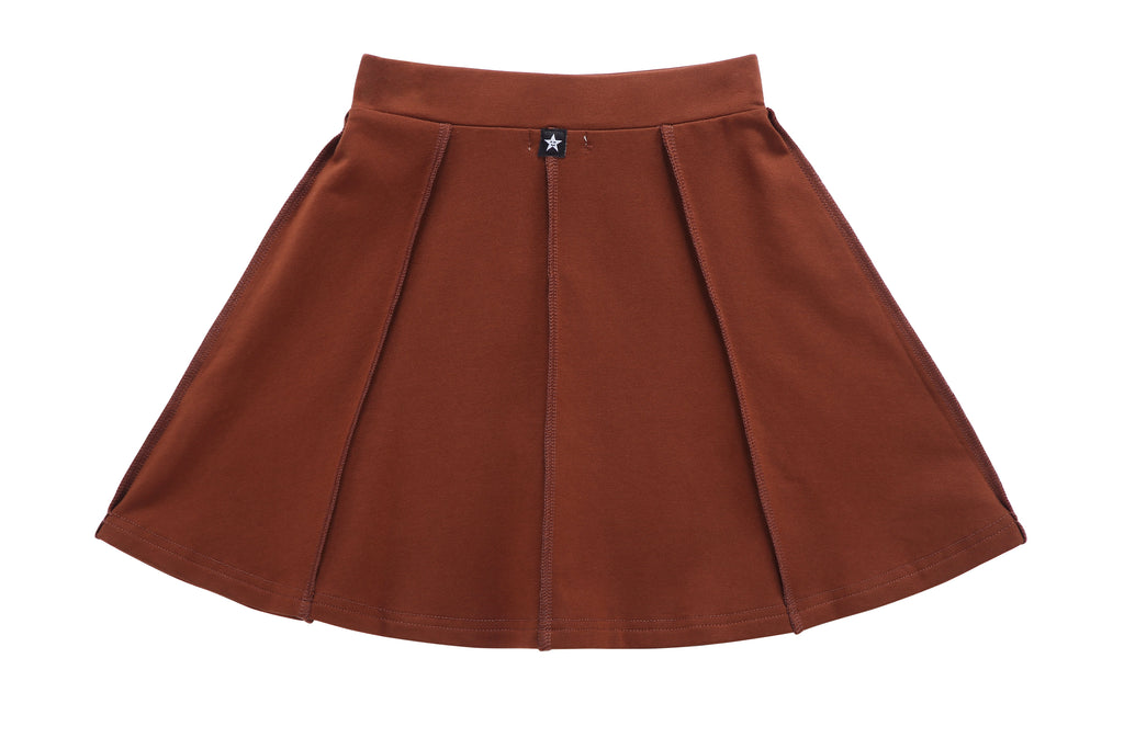 Girls' Basic Paneled Skirt in Cognac