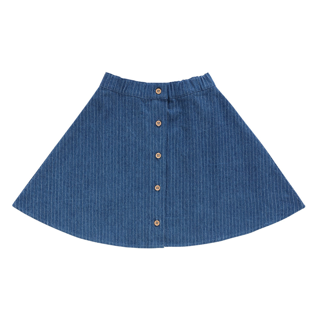 Girls Pin Striped Denim Skirt