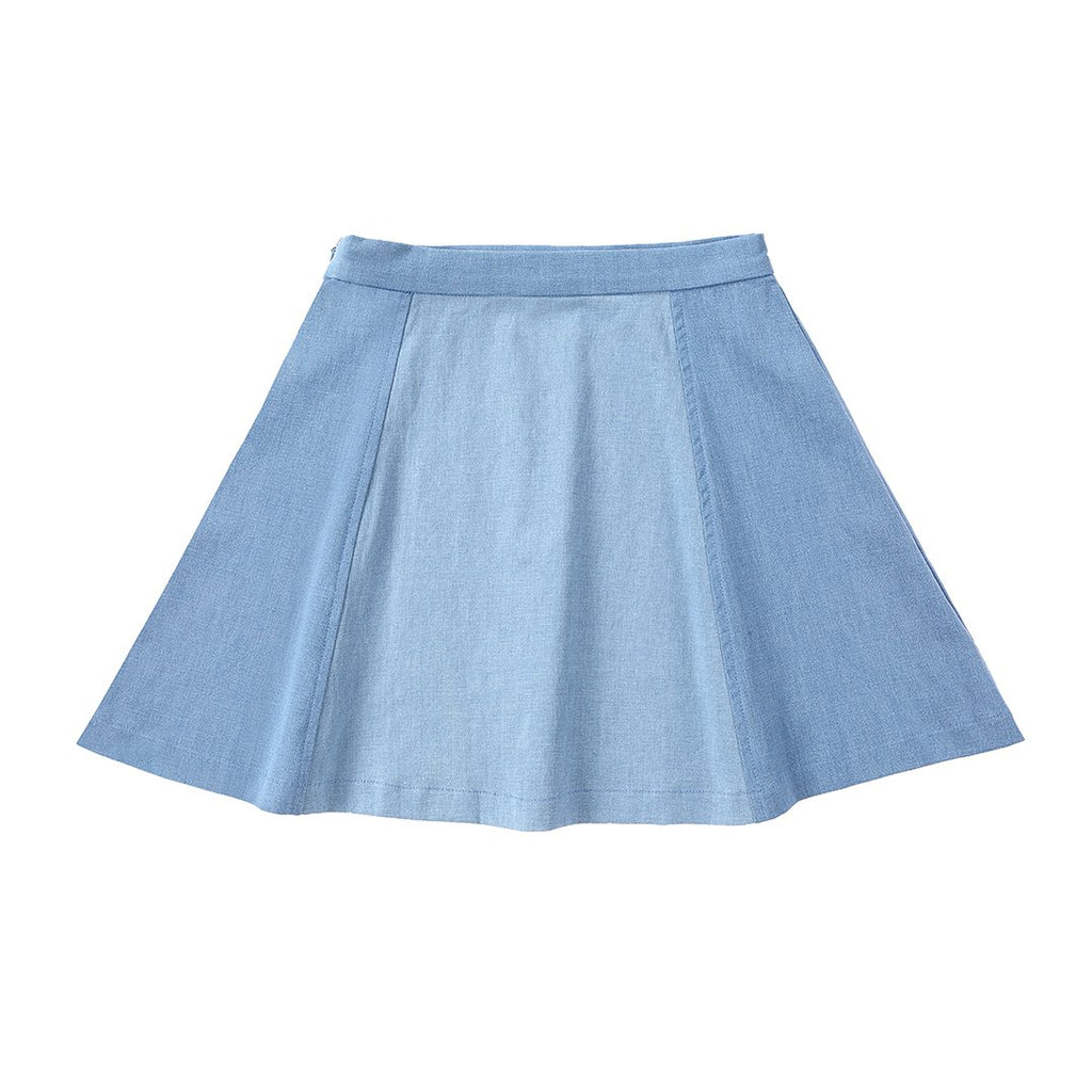 Denim Colorblock Skirt