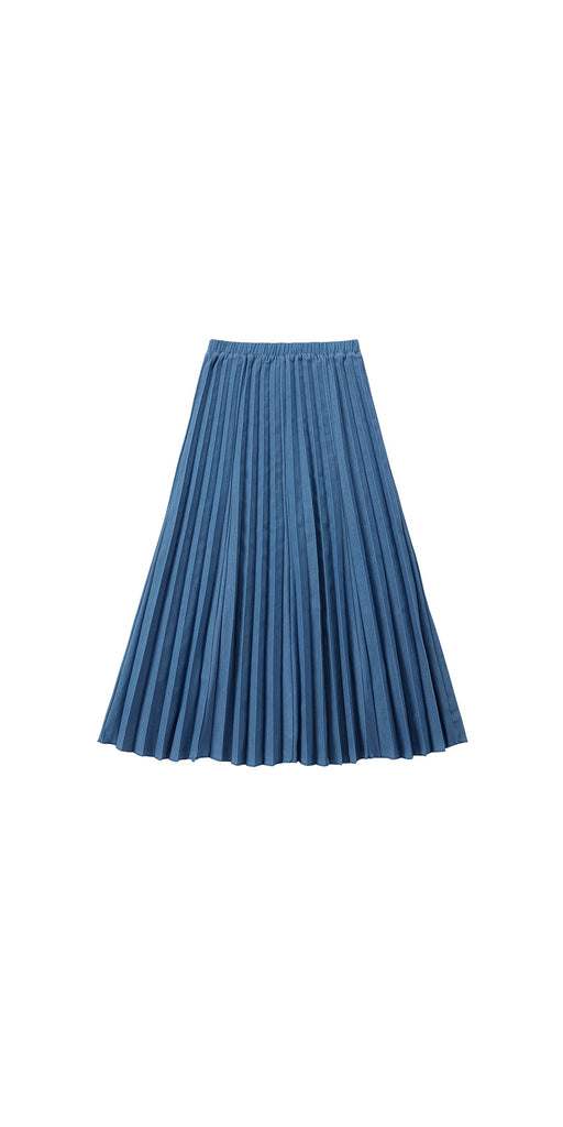 Denim Pleated Maxi Skirt