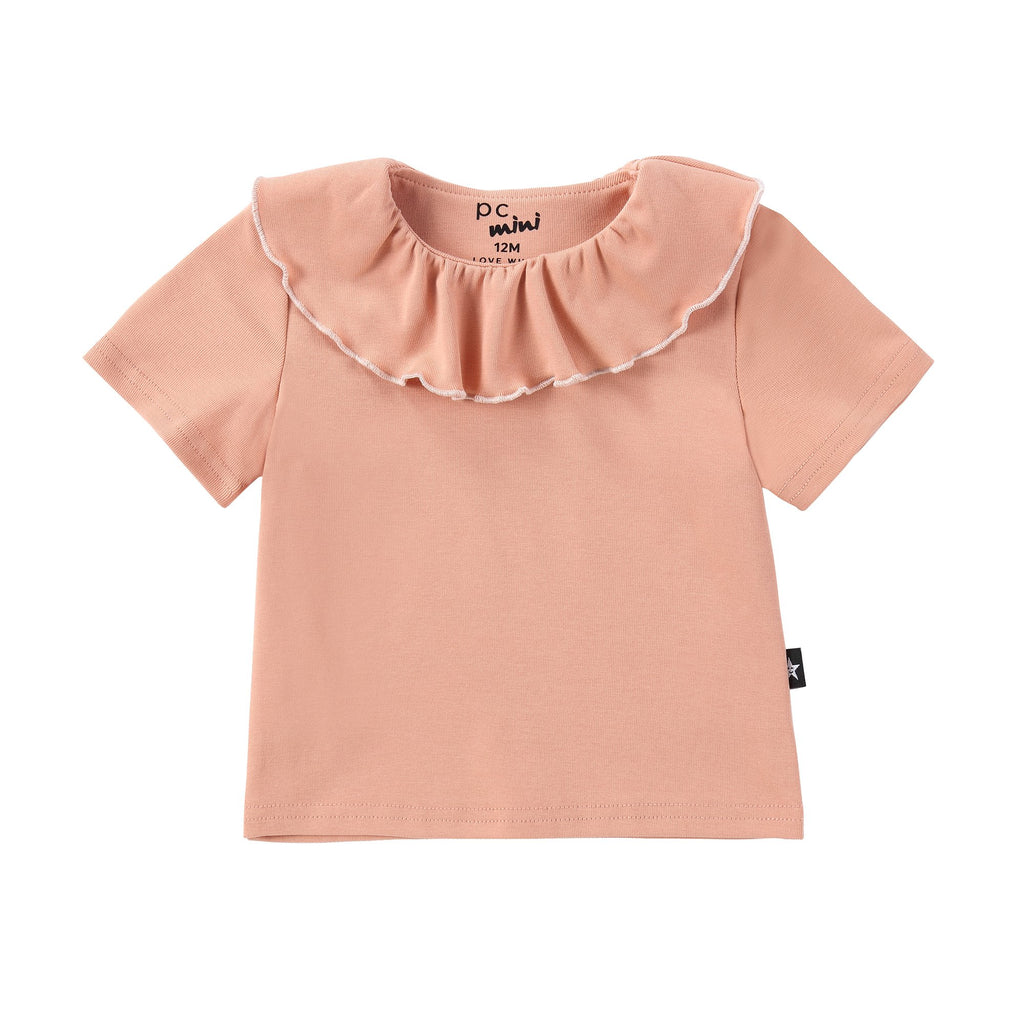 Light Pink T-shirt with Ruffle Collar