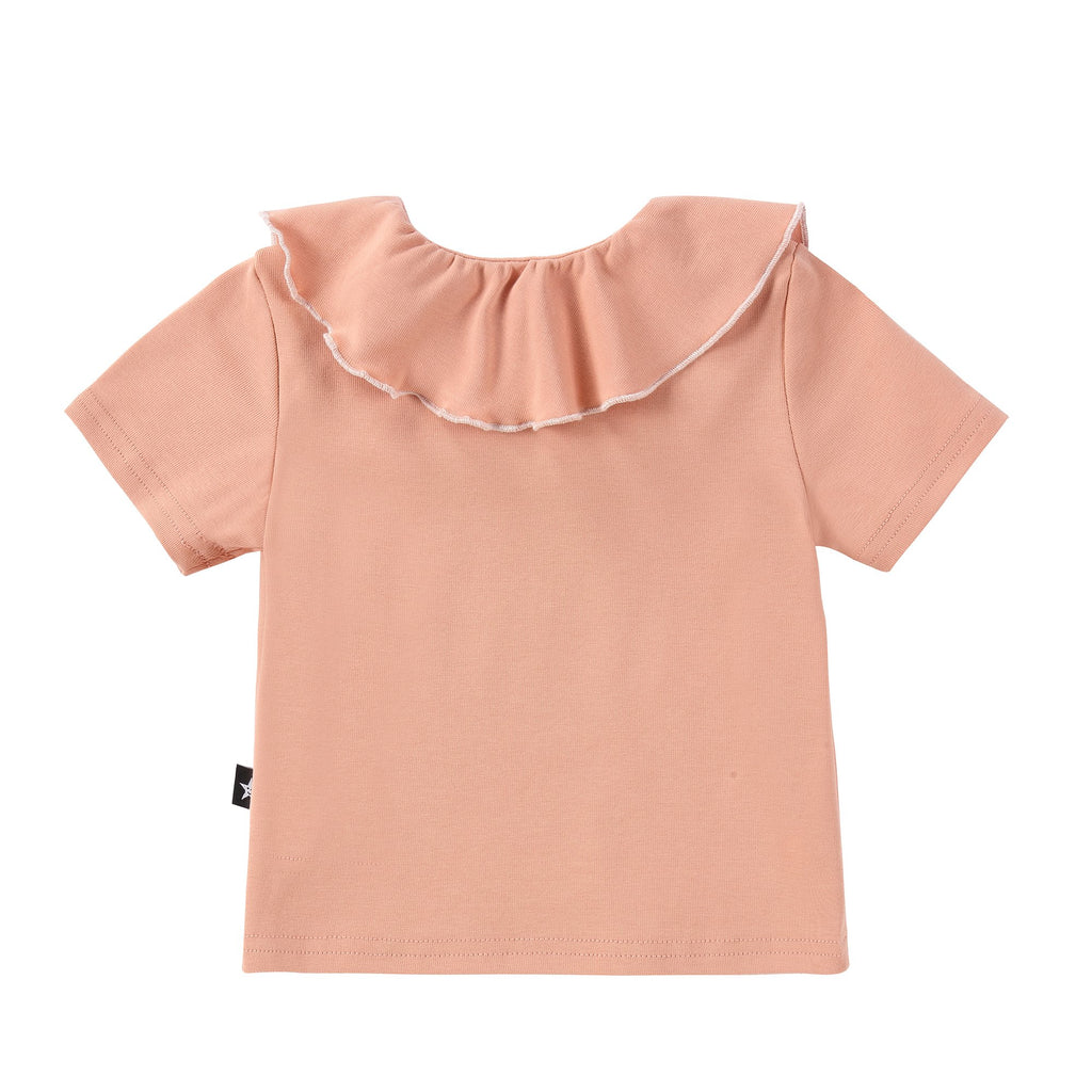 Peach T-shirt with Ruffle Collar
